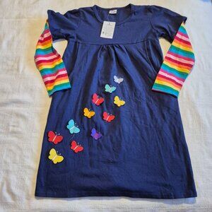 Vikita girls size 11-12 years navy long sleeve butterfly applique dress NWT